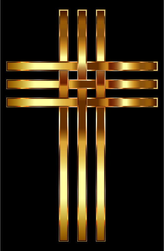 Interlocked Stylized Golden Cross Enhanced Contrast