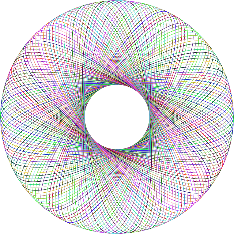 Prismatic Geometric Line Art Torus No Background