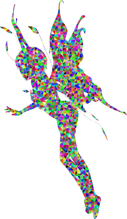 Low Poly Prismatic High Detail Female Fairy Silhouette