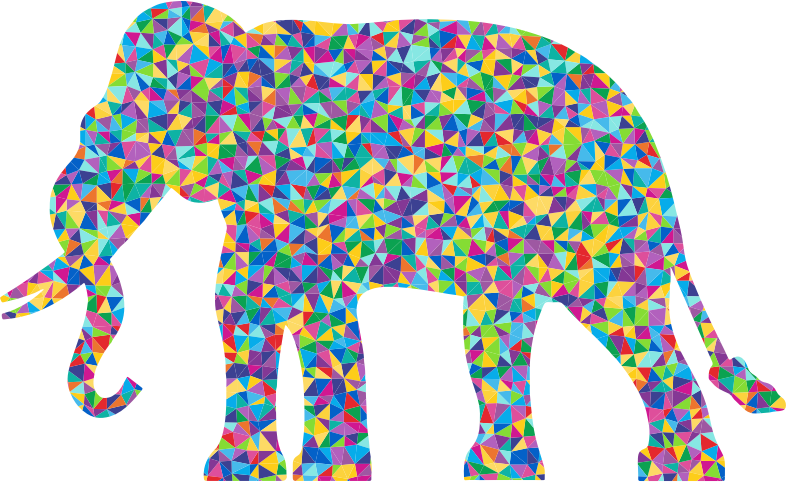 Low Poly Prismatic Elephant Silhouette