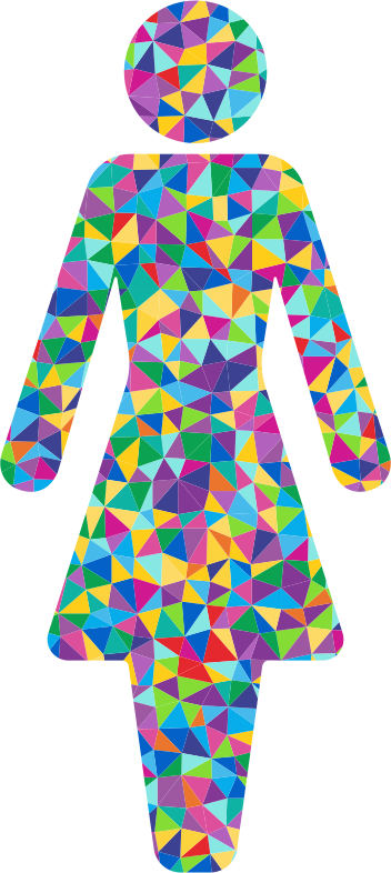 Prismatic Low Poly Female Symbol Silhouette