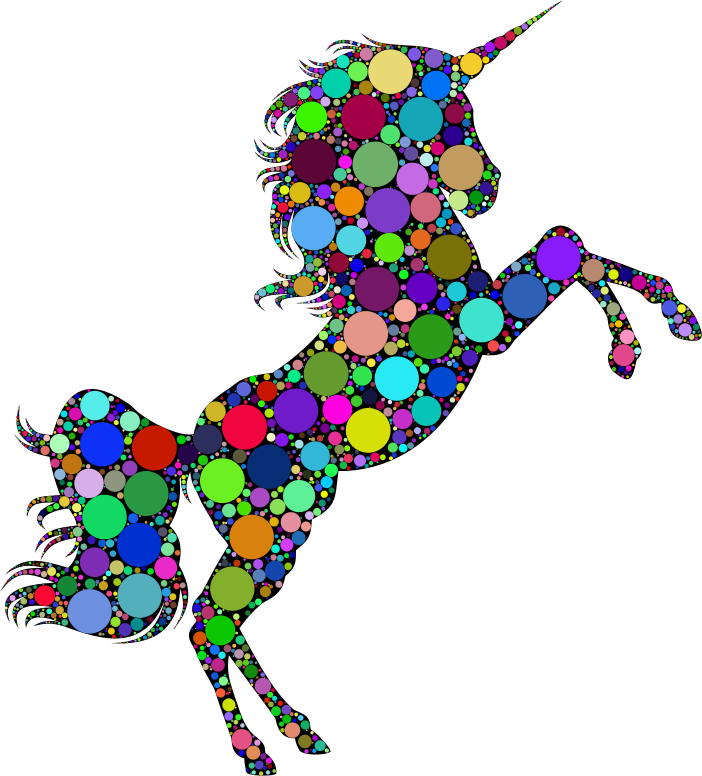 Prismatic Unicorn Silhouette 2 Circles