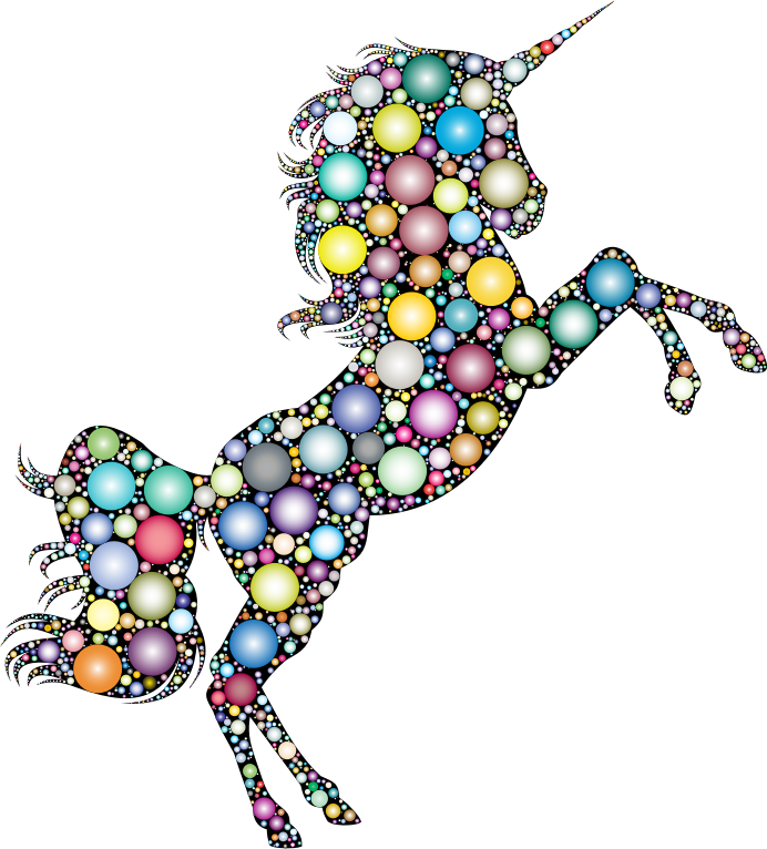 Prismatic Unicorn Silhouette 2 Circles 3