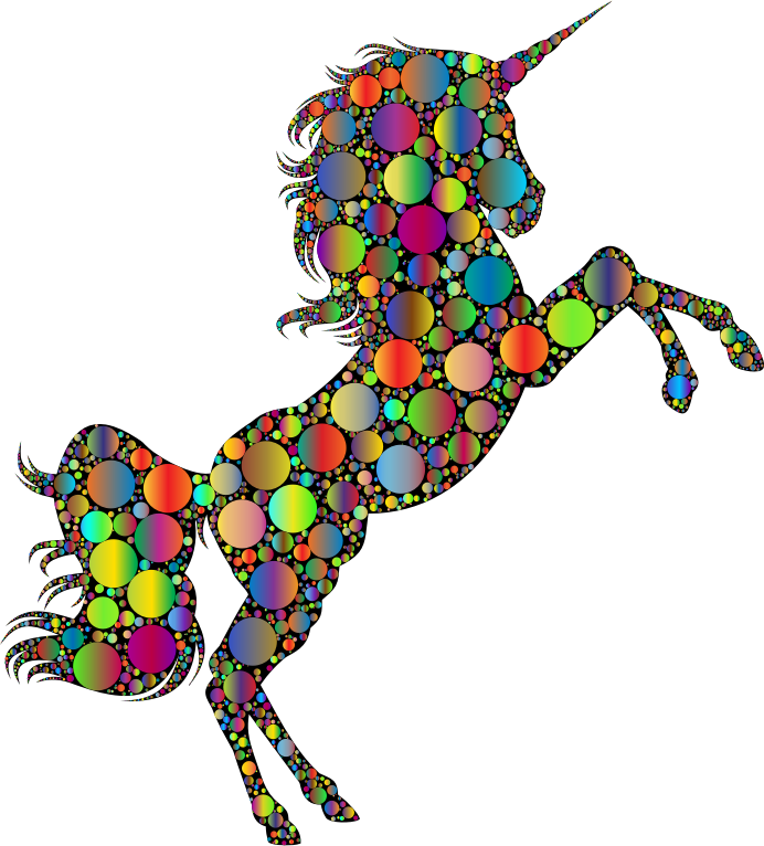 Prismatic Unicorn Silhouette 2 Circles 4