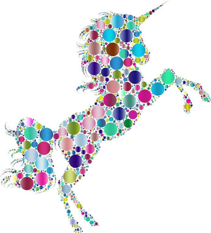 Prismatic Unicorn Silhouette 2 Circles 5 No Background