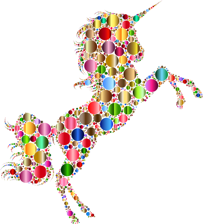 Prismatic Unicorn Silhouette 2 Circles 6 No Background