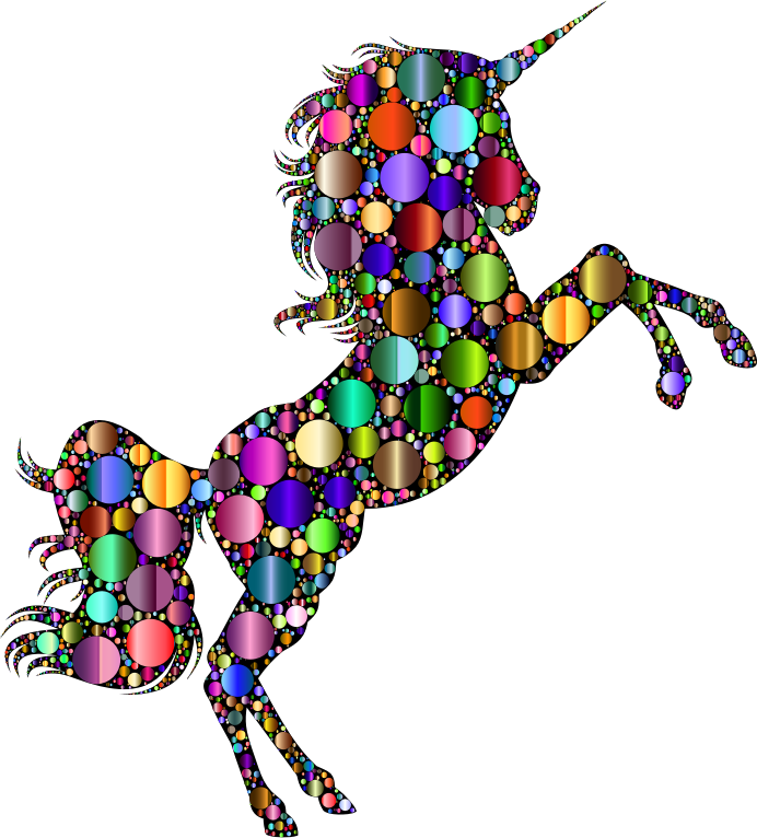 Prismatic Unicorn Silhouette 2 Circles 7