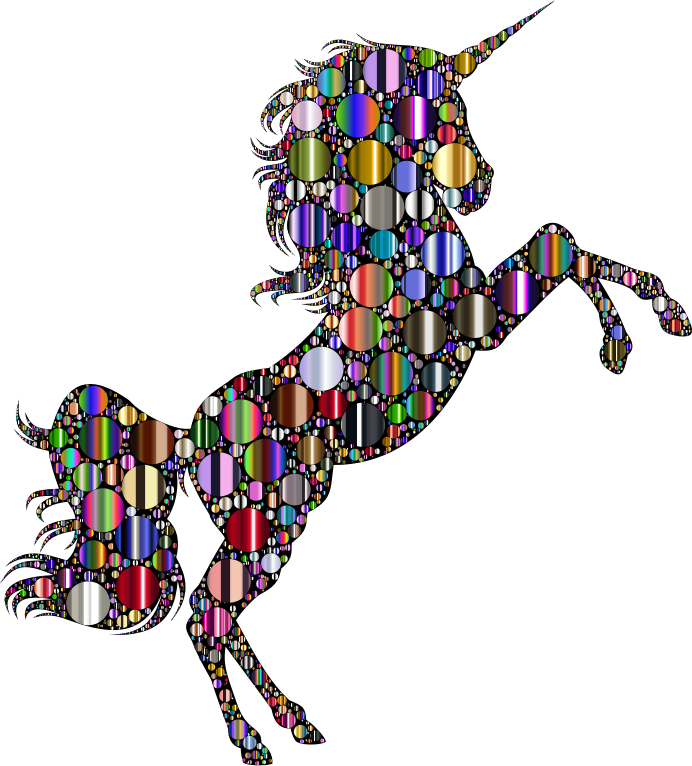 Prismatic Unicorn Silhouette 2 Circles 8