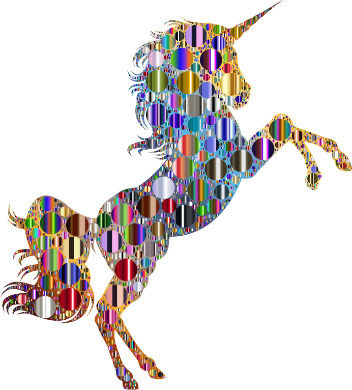 Prismatic Unicorn Silhouette 2 Circles 8 Variation 2