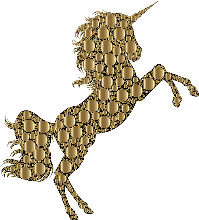 Gold Unicorn Silhouette 2 Circles