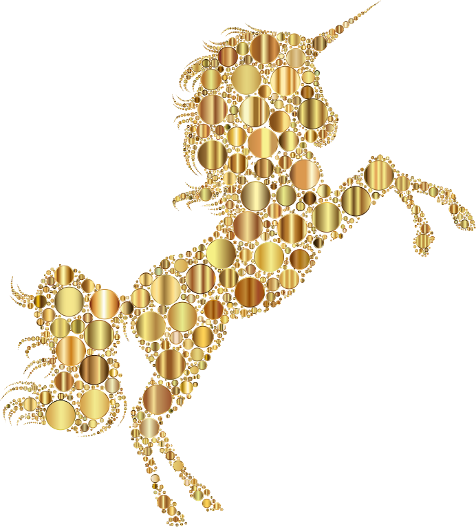 Gold Unicorn Silhouette 2 Circles 2 No Background