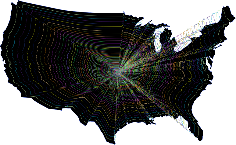 Prismatic US Map Outline Zoom