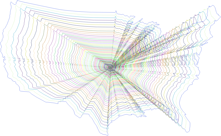 Prismatic US Map Outline Zoom No Background