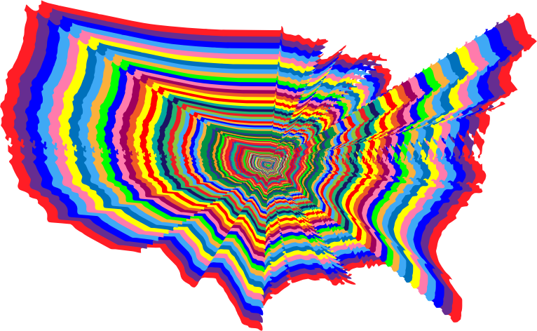 Prismatic US Map Outline Zoom 2