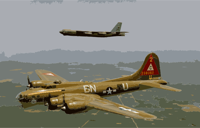 B17g and b52h in flight