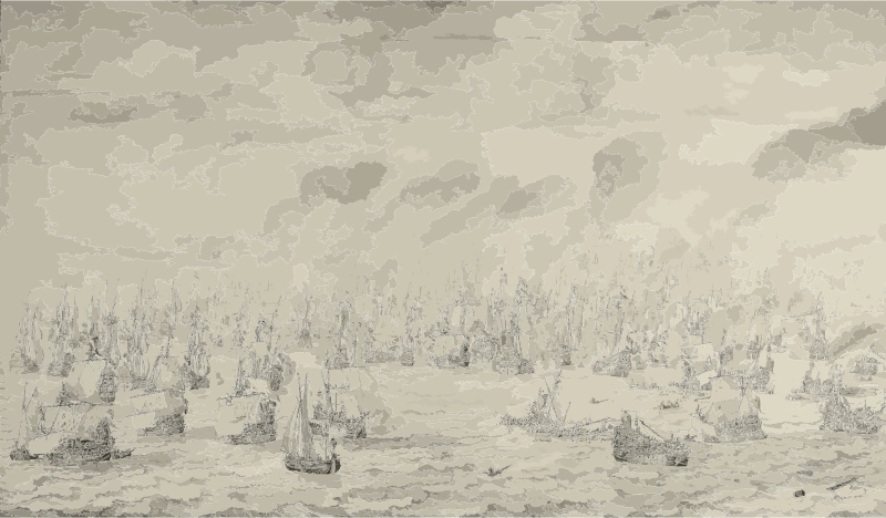 De slag bij Terheide - The Battle of Schevening - August 10 1653 (Willem van de Velde I, 1657)