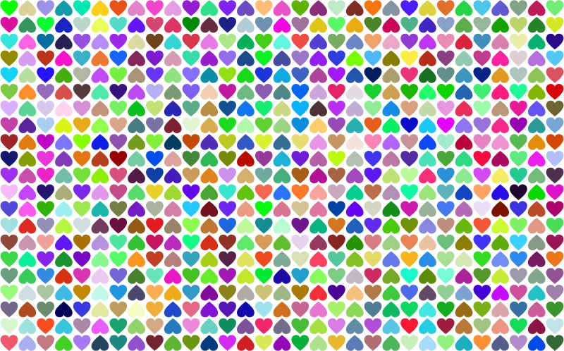 Prismatic Alternating Hearts Pattern Background