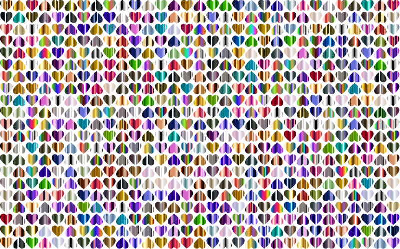 Prismatic Alternating Hearts Pattern Background 7 No Black Background