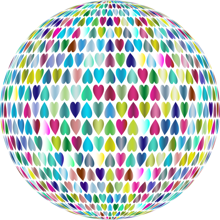 Prismatic Alternating Hearts Sphere 3 No Background