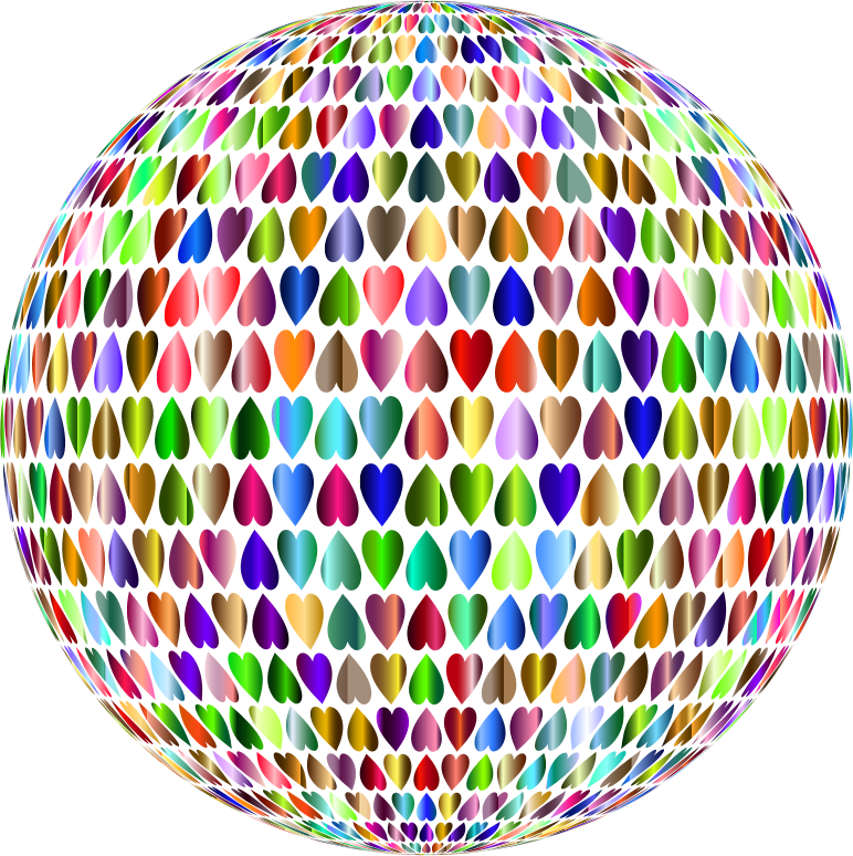 Prismatic Alternating Hearts Sphere 4 No Background