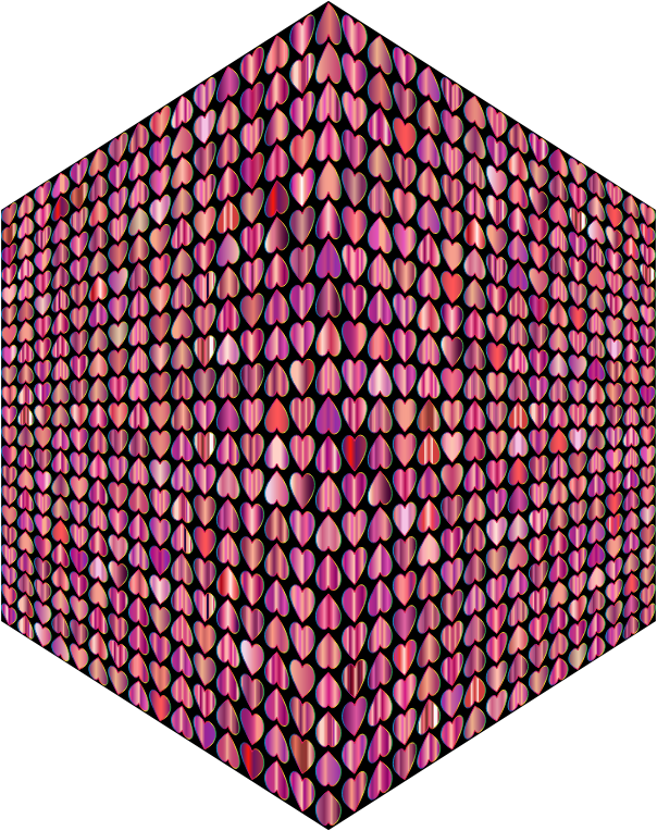 Prismatic Alternating Hearts Pattern Cube