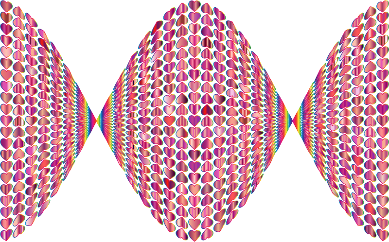 Prismatic Alternating Hearts Pattern Twist No Background