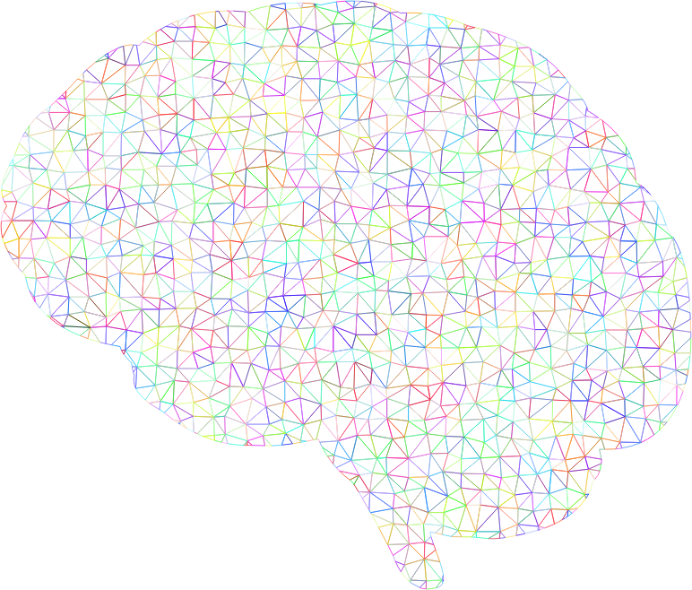 Prismatic Polygonal Wireframe Brain No Background