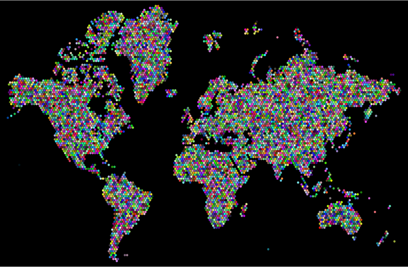 Prismatic Hexagonal World Map