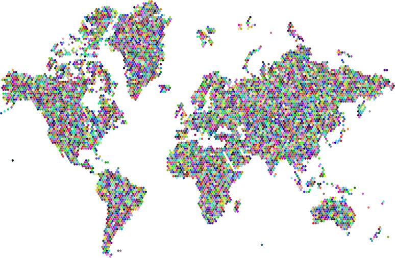 Prismatic Hexagonal World Map No Background