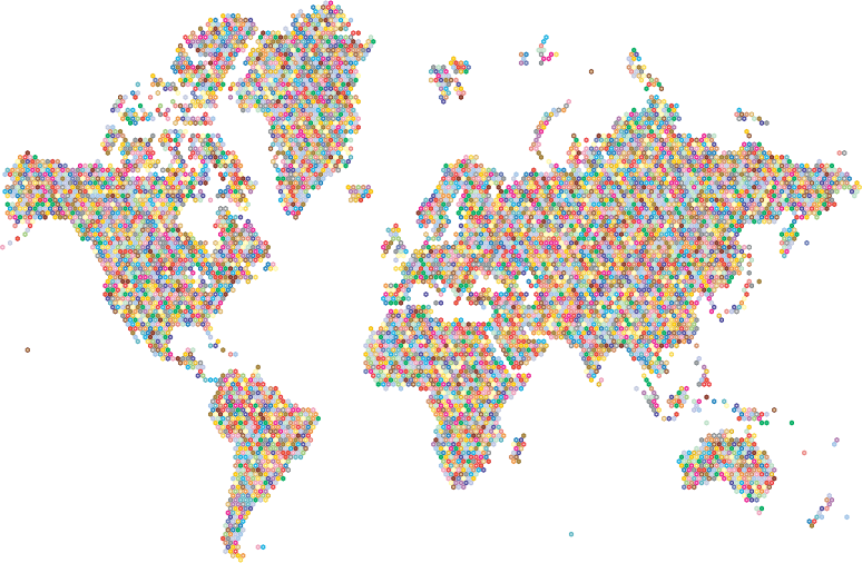 Prismatic Hexagonal World Map 2 No Background