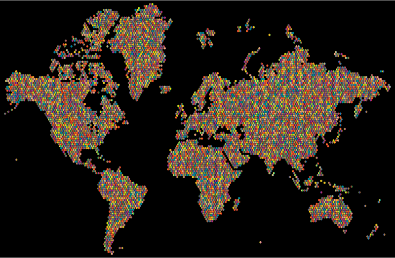 Prismatic Hexagonal World Map 3
