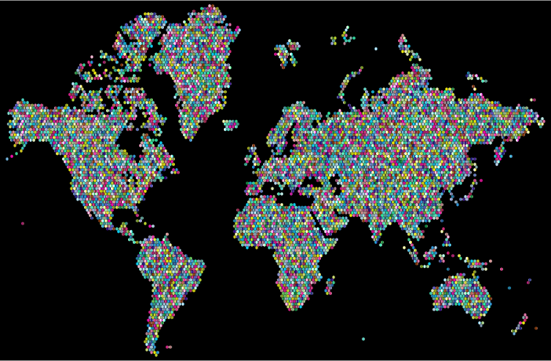 Prismatic Hexagonal World Map 4