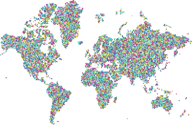 Prismatic Hexagonal World Map 4 No Background