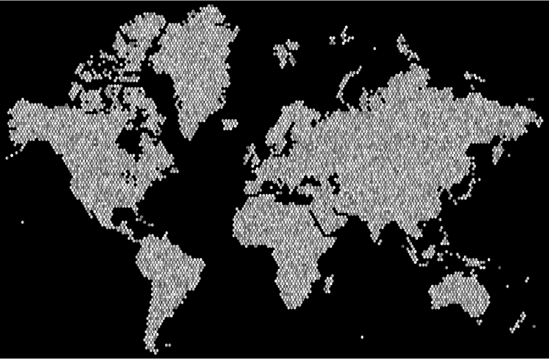 Prismatic Hexagonal World Map 5