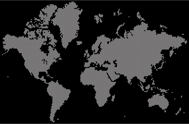 Prismatic Hexagonal World Map 6