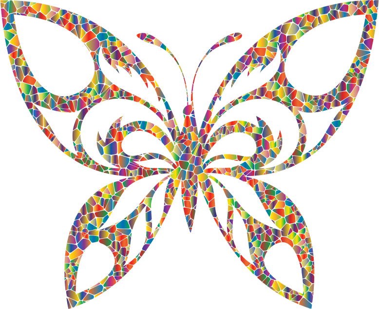 Polyprismatic Tiled Tribal Butterfly Silhouette