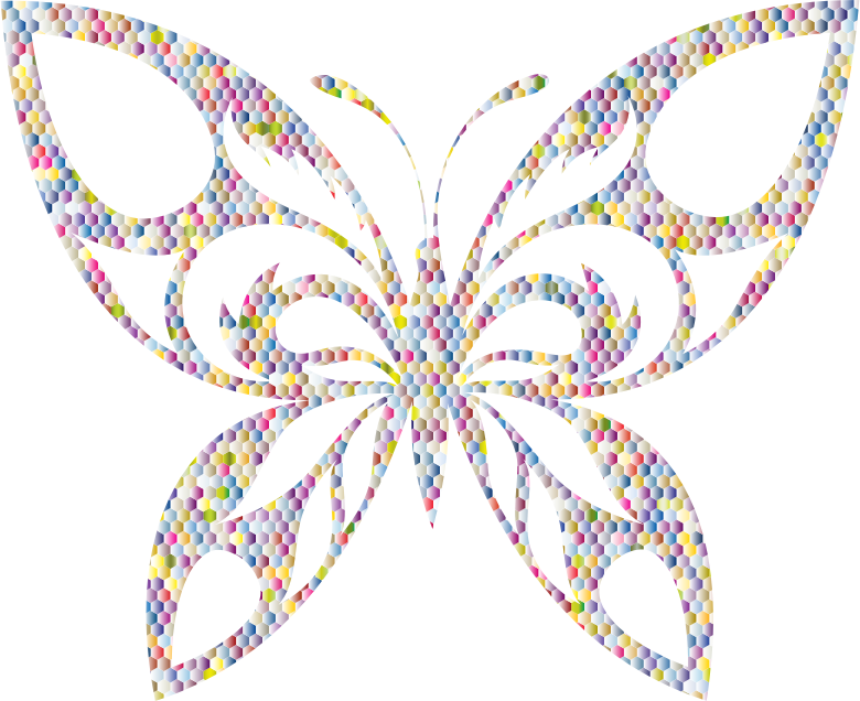 Pastel Prismatic Hexagonal Tribal Butterfly Silhouette