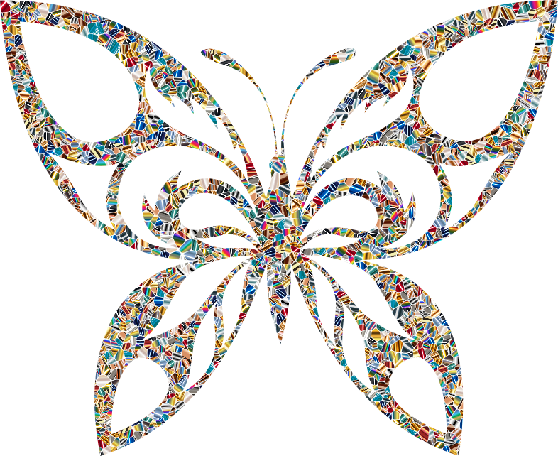 Iridescent Psychedelic Tribal Butterfly Silhouette