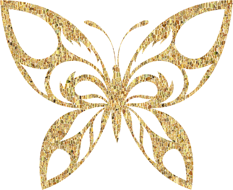 Gold Tiled Tribal Butterfly Silhouette