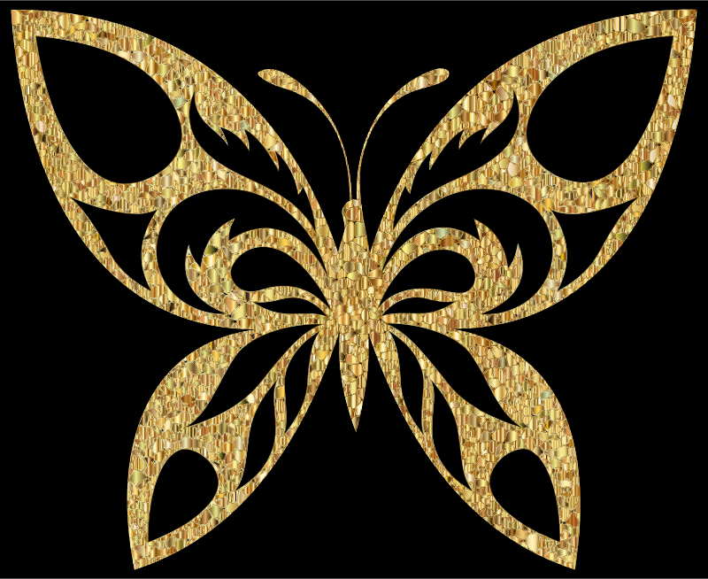 Gold Tiled Tribal Butterfly Silhouette Variation 2