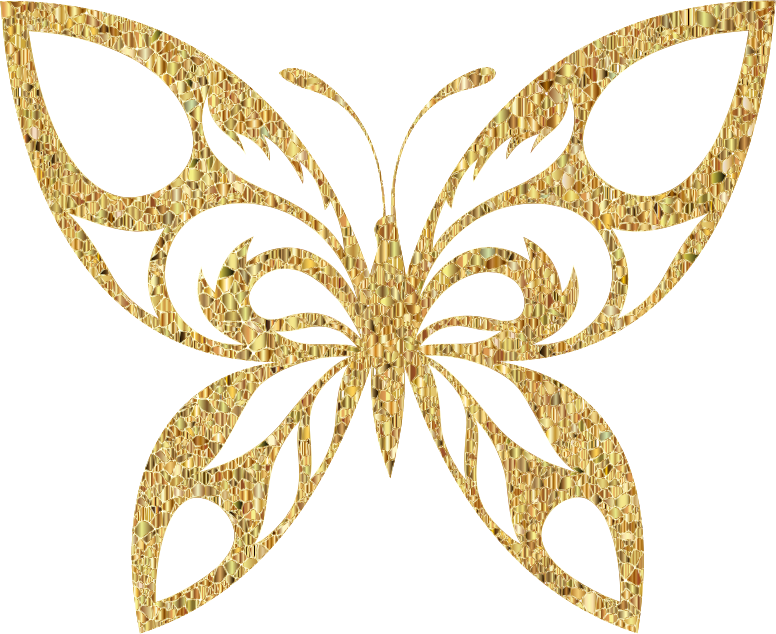 Gold Tiled Tribal Butterfly Silhouette Variation 2 No Background