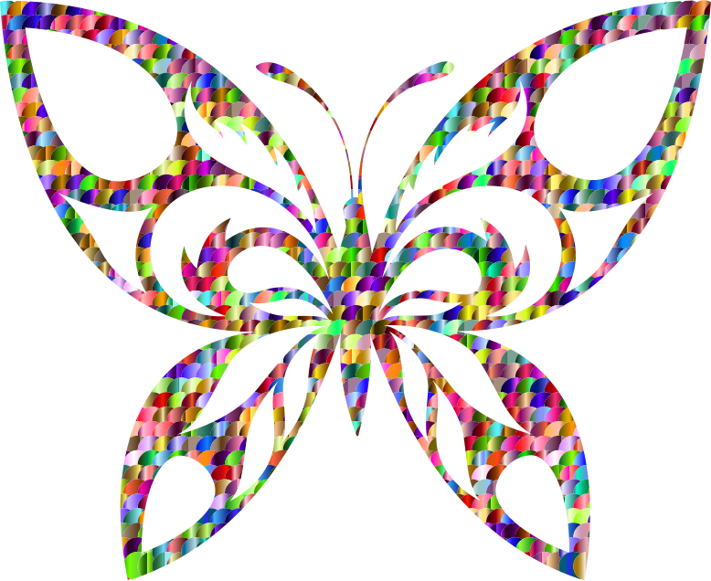 Chromatic Scales Tribal Butterfly Silhouette