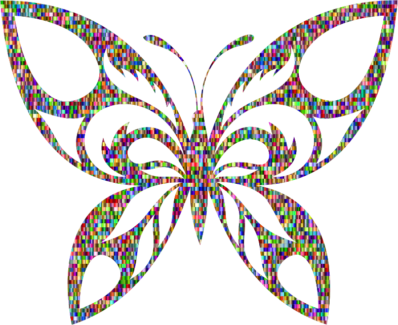 Chromatic Confetti Tribal Butterfly Silhouette