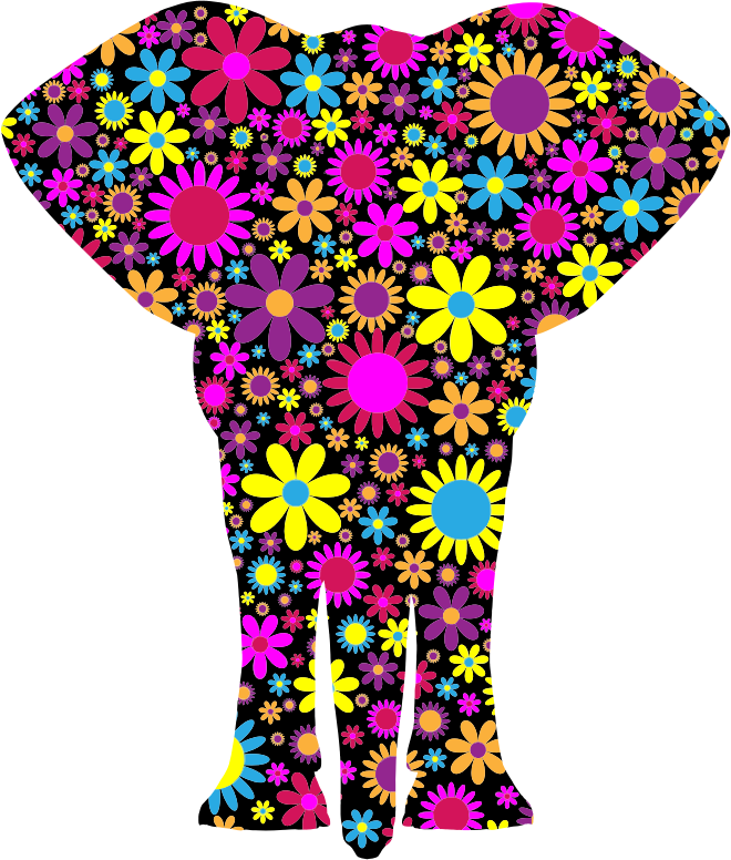 Floralific Pattern Elephant Silhouette