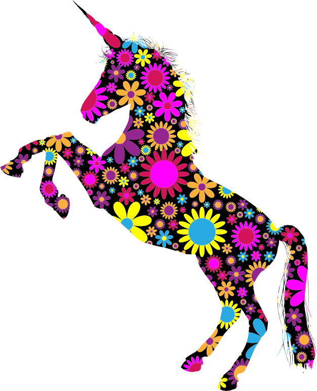 Floral Unicorn Silhouette