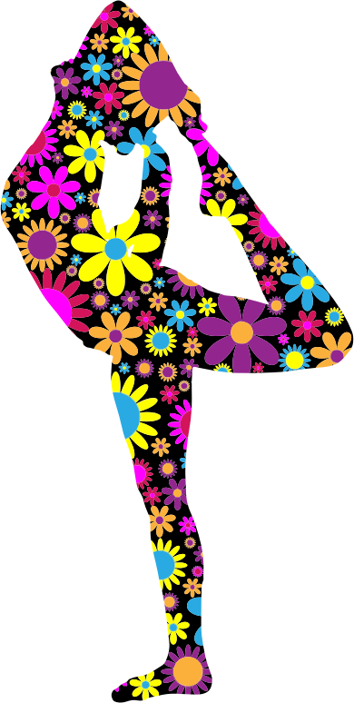 Floral Female Yoga Pose Silhouette 3