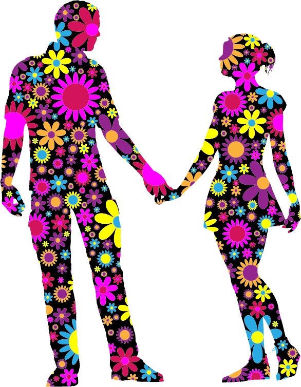 Floral Couple Silhouette