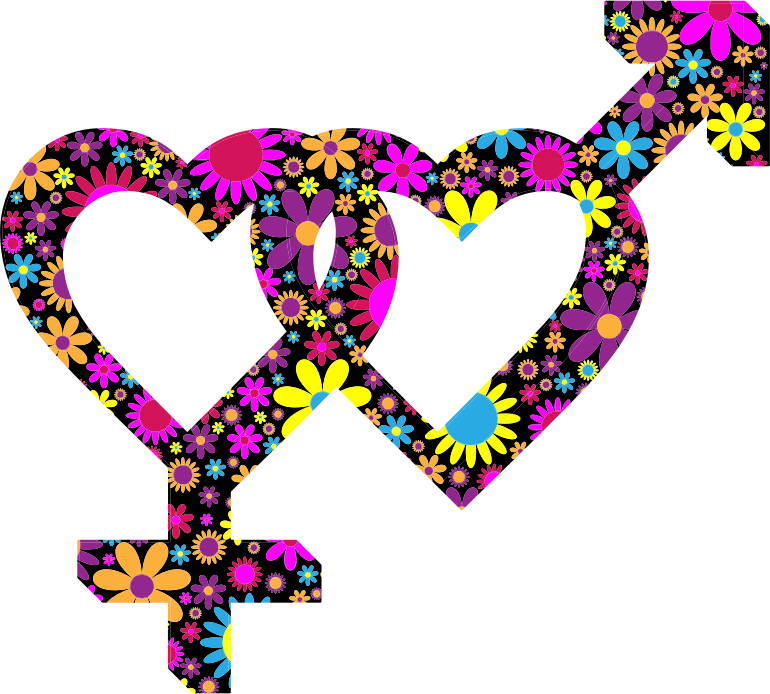 Floral 3d Isometric Intertwined Gender Hearts