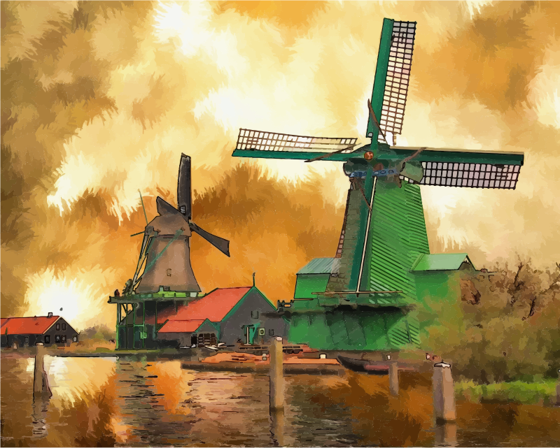 Surreal Windmills Landscape