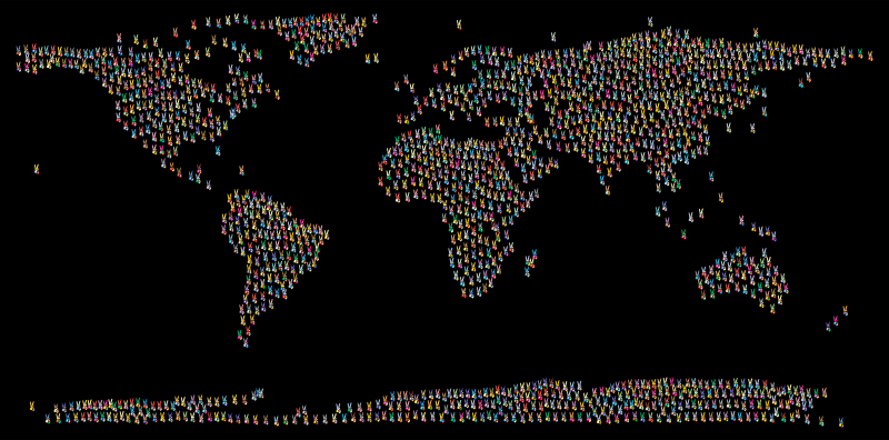 Prismatic Peace Sign Silhouette Smoothed World Map 2